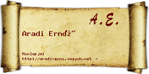 Aradi Ernő névjegykártya